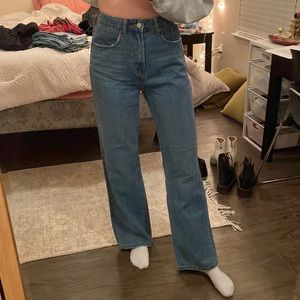 Straight-leg medium wash jeans